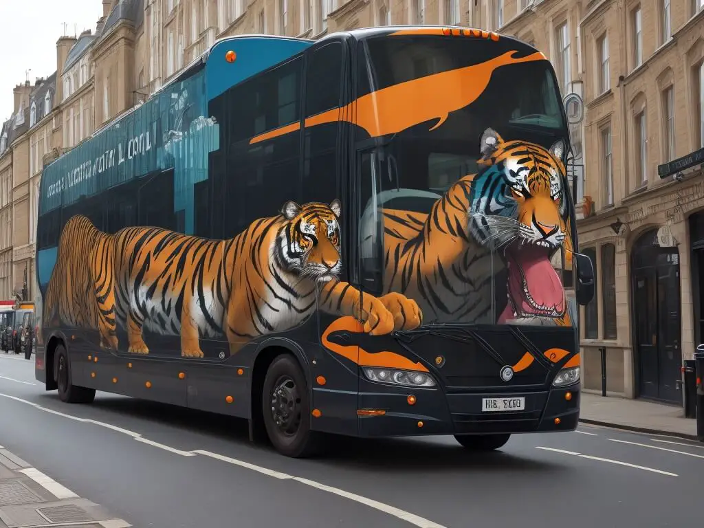 Tour bus mockup: Animal bus wrap for tour bus